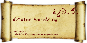 Ádler Varsány névjegykártya